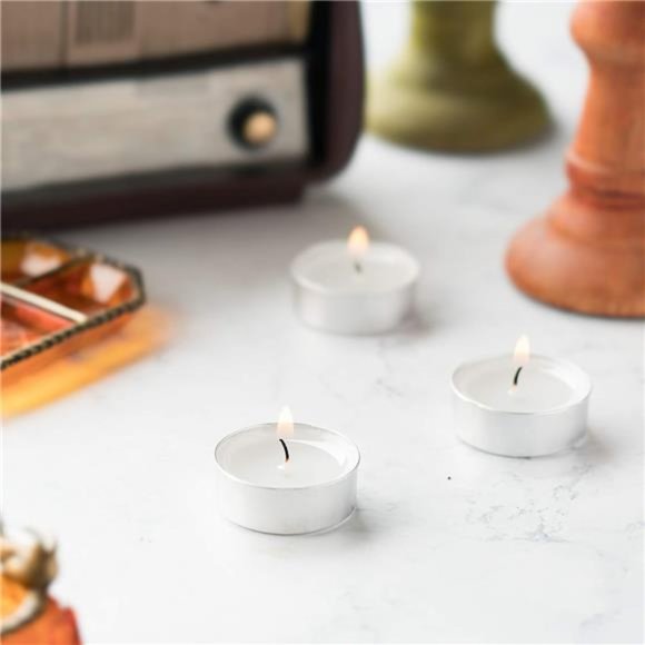 100 Pack Tealight Candles 4 Hour Burn Time White Unscented Smokeless Tea Lights - Picture 4 of 6